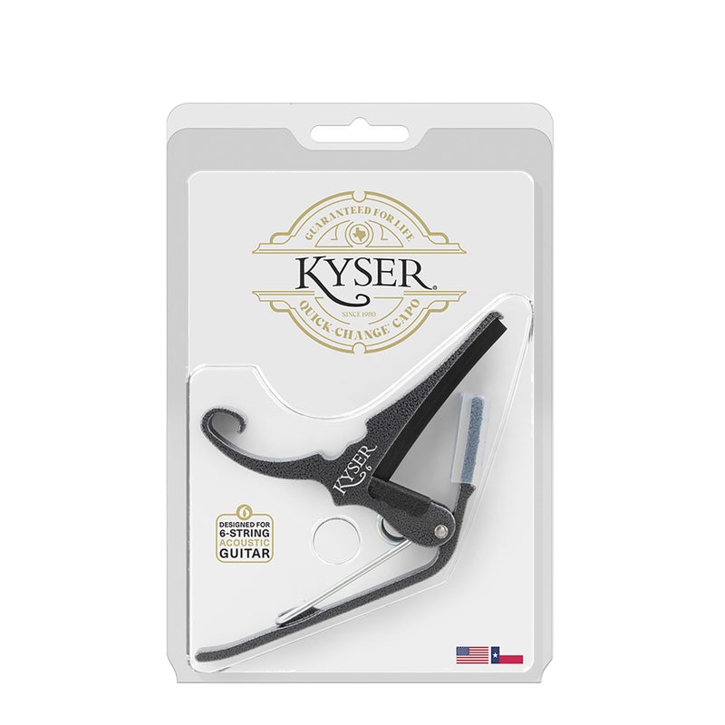 Kyser Quick-Change Guitar Capo for 6-string acoustic guitars, Black Chrome, KG6BCA - Image 5